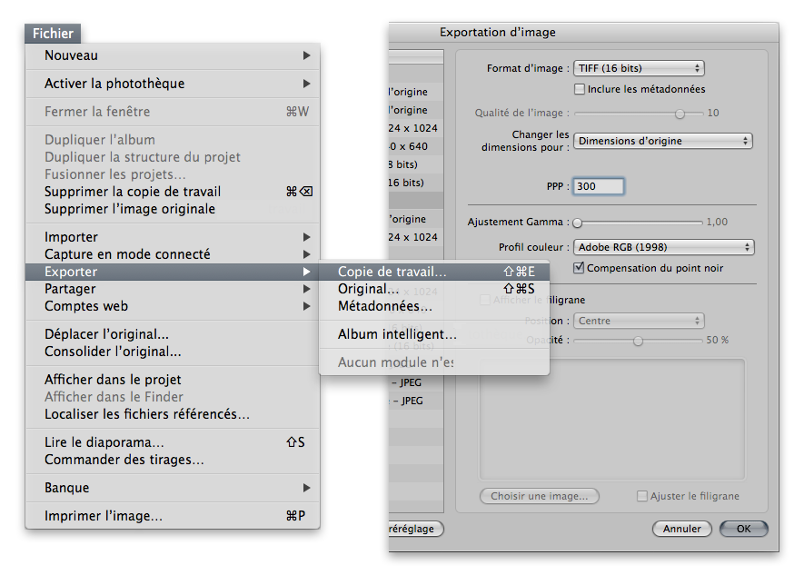 ExportAperture Exemple Aperture